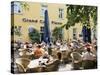 People Sitting at an Outdoor Cafe on Karlsplatz, Stuttgart, Baden Wurttemberg, Germany-Yadid Levy-Stretched Canvas