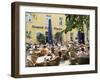 People Sitting at an Outdoor Cafe on Karlsplatz, Stuttgart, Baden Wurttemberg, Germany-Yadid Levy-Framed Premium Photographic Print