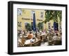 People Sitting at an Outdoor Cafe on Karlsplatz, Stuttgart, Baden Wurttemberg, Germany-Yadid Levy-Framed Premium Photographic Print