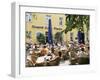 People Sitting at an Outdoor Cafe on Karlsplatz, Stuttgart, Baden Wurttemberg, Germany-Yadid Levy-Framed Premium Photographic Print