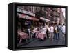 People Sitting at an Outdoor Restaurant, Little Italy, Manhattan, New York State-Yadid Levy-Framed Stretched Canvas