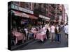 People Sitting at an Outdoor Restaurant, Little Italy, Manhattan, New York State-Yadid Levy-Stretched Canvas