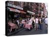 People Sitting at an Outdoor Restaurant, Little Italy, Manhattan, New York State-Yadid Levy-Stretched Canvas