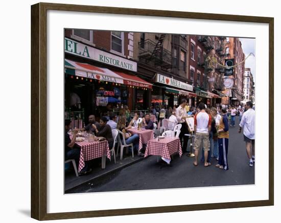 People Sitting at an Outdoor Restaurant, Little Italy, Manhattan, New York State-Yadid Levy-Framed Photographic Print