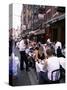 People Sitting at an Outdoor Restaurant, Little Italy, Manhattan, New York State-Yadid Levy-Stretched Canvas