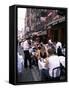 People Sitting at an Outdoor Restaurant, Little Italy, Manhattan, New York State-Yadid Levy-Framed Stretched Canvas