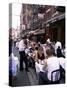 People Sitting at an Outdoor Restaurant, Little Italy, Manhattan, New York State-Yadid Levy-Stretched Canvas