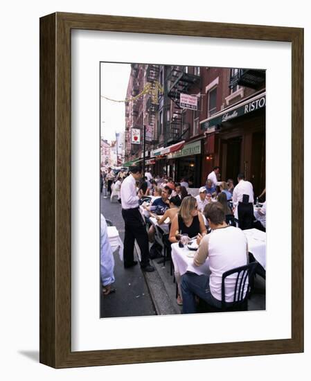 People Sitting at an Outdoor Restaurant, Little Italy, Manhattan, New York State-Yadid Levy-Framed Photographic Print