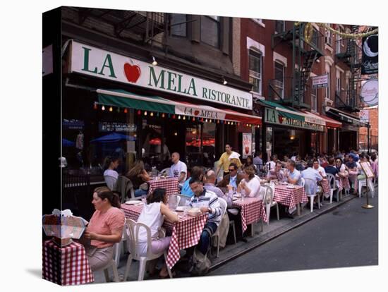 People Sitting at an Outdoor Restaurant, Little Italy, Manhattan, New York State-Yadid Levy-Stretched Canvas