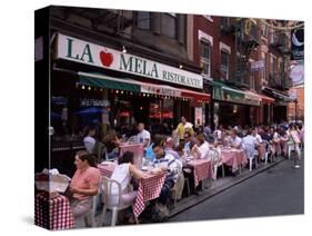 People Sitting at an Outdoor Restaurant, Little Italy, Manhattan, New York State-Yadid Levy-Stretched Canvas