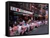 People Sitting at an Outdoor Restaurant, Little Italy, Manhattan, New York State-Yadid Levy-Framed Stretched Canvas