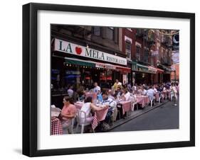 People Sitting at an Outdoor Restaurant, Little Italy, Manhattan, New York State-Yadid Levy-Framed Photographic Print