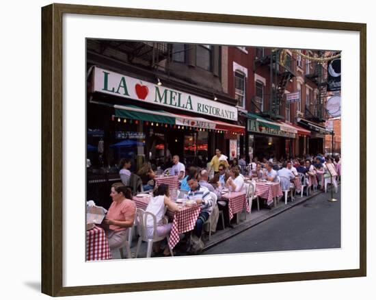 People Sitting at an Outdoor Restaurant, Little Italy, Manhattan, New York State-Yadid Levy-Framed Photographic Print