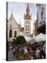 People Sitting at an Outdoors Cafe in Front of the Old City Hall, Munich, Bavaria, Germany-Yadid Levy-Stretched Canvas
