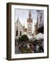 People Sitting at an Outdoors Cafe in Front of the Old City Hall, Munich, Bavaria, Germany-Yadid Levy-Framed Photographic Print