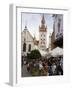 People Sitting at an Outdoors Cafe in Front of the Old City Hall, Munich, Bavaria, Germany-Yadid Levy-Framed Photographic Print