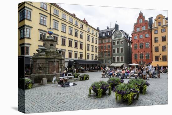 People Sitting at Stortorget Square in Gamla Stan, Stockholm, Sweden, Scandinavia, Europe-Yadid Levy-Stretched Canvas