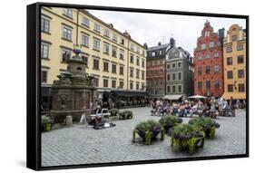 People Sitting at Stortorget Square in Gamla Stan, Stockholm, Sweden, Scandinavia, Europe-Yadid Levy-Framed Stretched Canvas