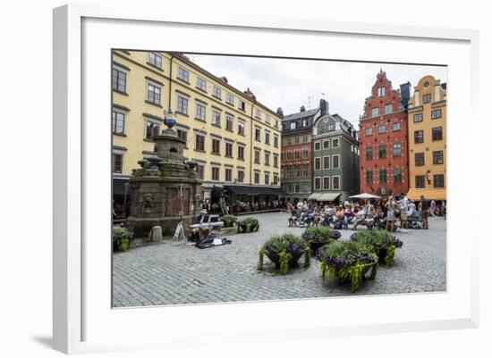 People Sitting at Stortorget Square in Gamla Stan, Stockholm, Sweden, Scandinavia, Europe-Yadid Levy-Framed Photographic Print