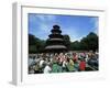 People Sitting at the Chinese Tower Beer Garden in the Englischer Garten, Munich, Bavaria, Germany-Yadid Levy-Framed Photographic Print