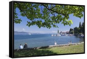 People Sitting at the Lakeshore-Markus Lange-Framed Stretched Canvas