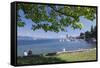 People Sitting at the Lakeshore-Markus Lange-Framed Stretched Canvas