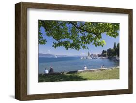 People Sitting at the Lakeshore-Markus Lange-Framed Photographic Print