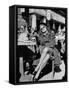 People Sitting at the Sunlight Sidewalk Cafe-null-Framed Stretched Canvas