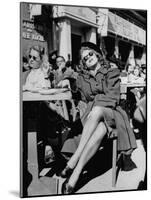 People Sitting at the Sunlight Sidewalk Cafe-null-Mounted Photographic Print