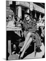 People Sitting at the Sunlight Sidewalk Cafe-null-Mounted Photographic Print