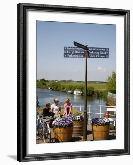 People Sitting on a Bench at Ribe City Center, Jutland, Denmark, Scandinavia, Europe-Yadid Levy-Framed Photographic Print