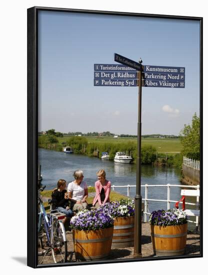 People Sitting on a Bench at Ribe City Center, Jutland, Denmark, Scandinavia, Europe-Yadid Levy-Framed Photographic Print