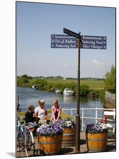 People Sitting on a Bench at Ribe City Center, Jutland, Denmark, Scandinavia, Europe-Yadid Levy-Mounted Photographic Print