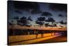 People Sitting on a Wall in Salvador at Dusk-Alex Saberi-Stretched Canvas