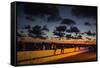 People Sitting on a Wall in Salvador at Dusk-Alex Saberi-Framed Stretched Canvas