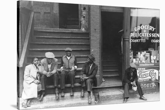 People Sitting on Front Porches in Negro Section of Chicago, Illinois-null-Stretched Canvas