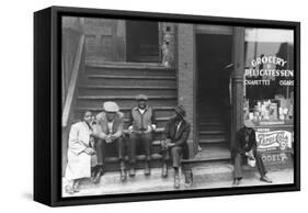 People Sitting on Front Porches in Negro Section of Chicago, Illinois-null-Framed Stretched Canvas