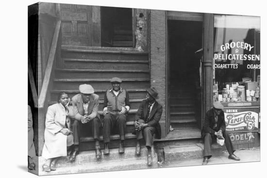 People Sitting on Front Porches in Negro Section of Chicago, Illinois-null-Stretched Canvas