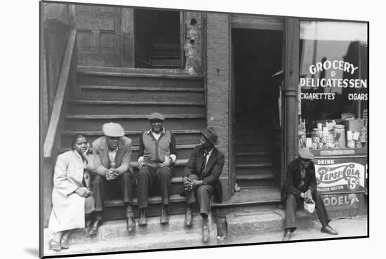 People Sitting on Front Porches in Negro Section of Chicago, Illinois-null-Mounted Art Print