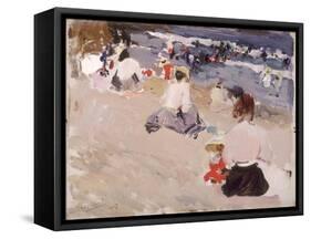 People Sitting on the Beach, 1906-Joaquín Sorolla y Bastida-Framed Stretched Canvas