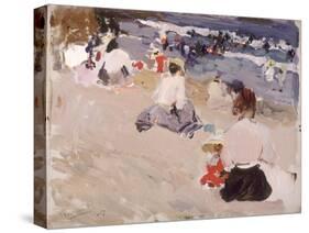 People Sitting on the Beach, 1906-Joaquín Sorolla y Bastida-Stretched Canvas
