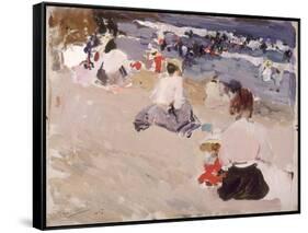 People Sitting on the Beach, 1906-Joaquín Sorolla y Bastida-Framed Stretched Canvas