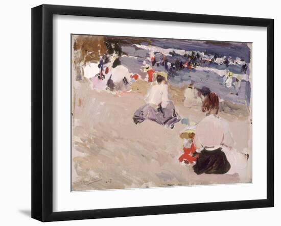 People Sitting on the Beach, 1906-Joaquín Sorolla y Bastida-Framed Giclee Print