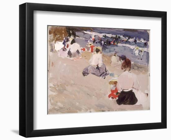 People Sitting on the Beach, 1906-Joaquín Sorolla y Bastida-Framed Premium Giclee Print