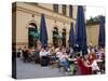 People Sitting Outside Cafe Tambosi, Munich, Germany-Yadid Levy-Stretched Canvas