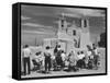 People Sketching Outside Ranchos de Taos Mission Church-Thomas D^ Mcavoy-Framed Stretched Canvas