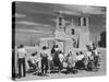 People Sketching Outside Ranchos de Taos Mission Church-Thomas D^ Mcavoy-Stretched Canvas