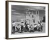 People Sketching Outside Ranchos de Taos Mission Church-Thomas D^ Mcavoy-Framed Photographic Print