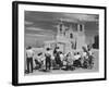 People Sketching Outside Ranchos de Taos Mission Church-Thomas D^ Mcavoy-Framed Photographic Print