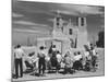 People Sketching Outside Ranchos de Taos Mission Church-Thomas D^ Mcavoy-Mounted Photographic Print